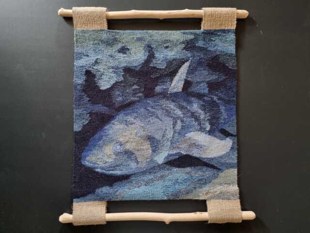 Handwoven Fish Tapestry Earth Tones Woven Wall Art - image 1