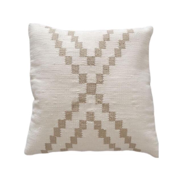 White Cotton Throw Pillow Handwoven - Lumbar Pillow, Checkered Throw Pillow, Boho Decorative 18x18 20x20 22x22 24x24 - image 1
