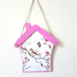 Bird Plaque, Spring Decoration, Cute Birdie, Wall Plaque, Easter Decor, Mother Day Gift, Hanging Spring Bird, Spring Pink Decor - thumbnail 3
