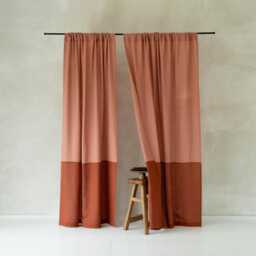 Linen Curtains Color Block, Custom Curtain Panel, Rod Pocket Drapes, Unlined, Privacy, Blackout Curtains, Window Treatments