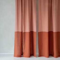 Linen Curtains Color Block, Custom Curtain Panel, Rod Pocket Drapes, Unlined, Privacy, Blackout Curtains, Window Treatments - thumbnail 3