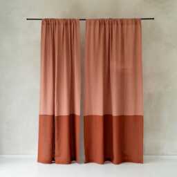 Linen Curtains Color Block, Custom Curtain Panel, Rod Pocket Drapes, Unlined, Privacy, Blackout Curtains, Window Treatments - thumbnail 2