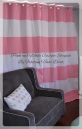 Pink Striped Nursery Curtains Custom Color Block Panels - Pair