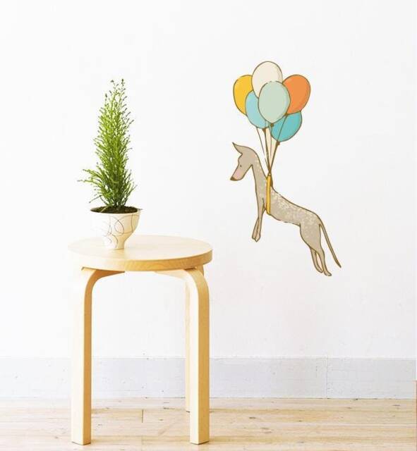 Dog On Balloons Wall Sticker Decal - Dogs & Pets Stickers, Art, Decals, Kids Boys, Girls, Animals Decals