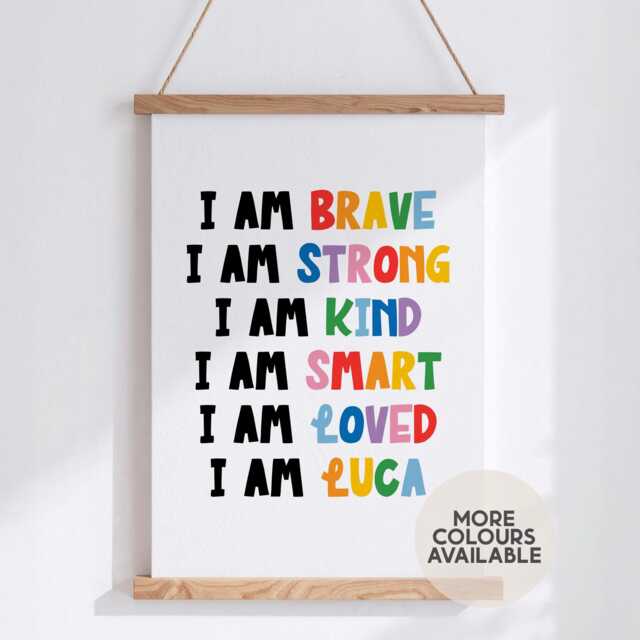 Children's Positive Affirmations Print -- Playroom Print, Girls Nursery Boys Classroom Unframed - image 1