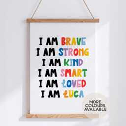 Children's Positive Affirmations Print -- Playroom Print, Girls Nursery Boys Classroom Unframed - thumbnail 1