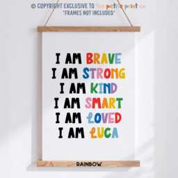 Children's Positive Affirmations Print -- Playroom Print, Girls Nursery Boys Classroom Unframed - thumbnail 2