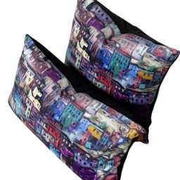 Luxury Velvet Cushion Cover - Positano Italian Village At Night, Multicolor Home Accent - thumbnail 4