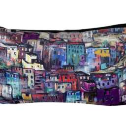 Luxury Velvet Cushion Cover - Positano Italian Village At Night, Multicolor Home Accent - thumbnail 2