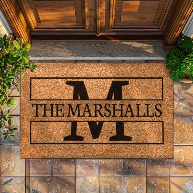 Modern Monogram Decor - Doormat Custom Initial Personalized Door Mat Welcome Family - image 1