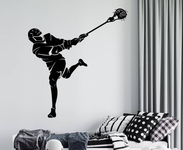 Custom Lacrosse Player Wall Decal Personalized Name, Sticks Sticker 1047 - image 1