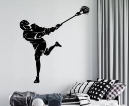 Custom Lacrosse Player Wall Decal Personalized Name, Sticks Sticker 1047 - thumbnail 1