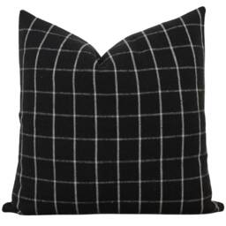 Black Windowpane Pillow Cover Checkered Farmhouse Pillows Decorative Throw Accent Lumbar - Lennon - thumbnail 3