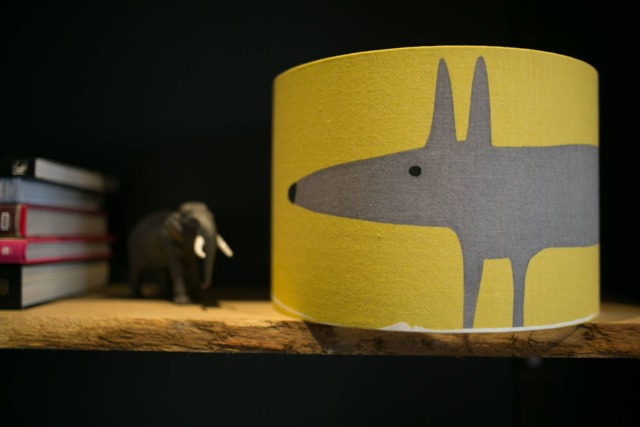 Scion Mr Fox Mustard & Gull Grey Drum Lampshade - Table Or Ceiling Pendant Handmade - image 1