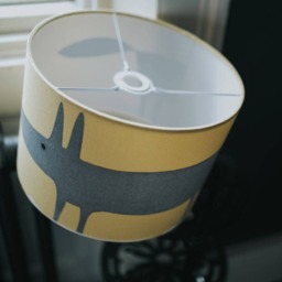 Scion Mr Fox Mustard & Gull Grey Drum Lampshade - Table Or Ceiling Pendant Handmade - thumbnail 2