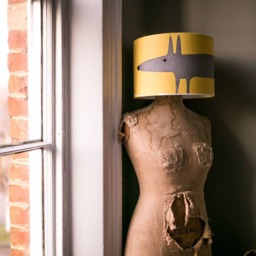 Scion Mr Fox Mustard & Gull Grey Drum Lampshade - Table Or Ceiling Pendant Handmade - thumbnail 3