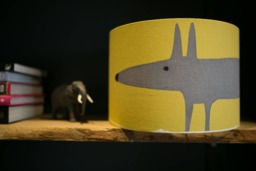 Scion Mr Fox Mustard & Gull Grey Drum Lampshade - Table Or Ceiling Pendant Handmade