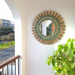 Fine Lima Mirror 78 cm Turquoise Interior Decoration - Wall Home Decoration- Decorative Mirrors - thumbnail 4