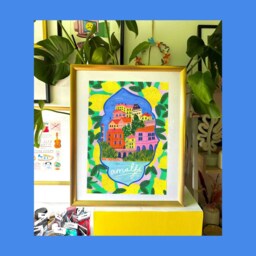 Amalfi Coast Lemon Pattern Art Print - Italian Summer Europe Travel Wall Decor - thumbnail 2