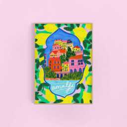 Amalfi Coast Lemon Pattern Art Print - Italian Summer Europe Travel Wall Decor - thumbnail 1