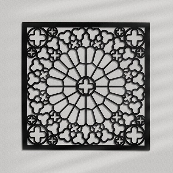 3D Stylish Wood Wall Art Decor, Strasbourg, Gothic Style, Openwork Ornament Picture, Living Room, Decorative Wooden Panel - image 1