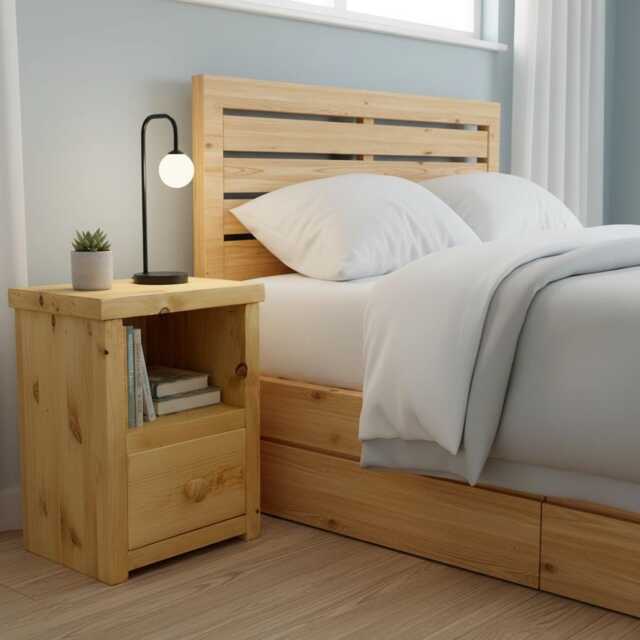 Solid Pine Bedside Cabinet With Drawer - Rustic Bedroom Storage - image 1