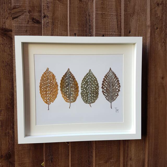 Framed Handmade Acrylic Painting & Drawing Autumn Leaves Art Special Occasions Gift - image 1