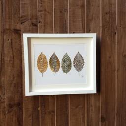 Framed Handmade Acrylic Painting & Drawing Autumn Leaves Art Special Occasions Gift - thumbnail 2