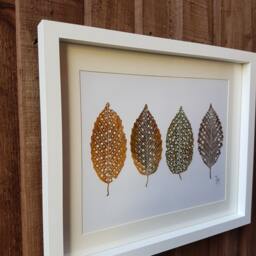 Framed Handmade Acrylic Painting & Drawing Autumn Leaves Art Special Occasions Gift - thumbnail 3