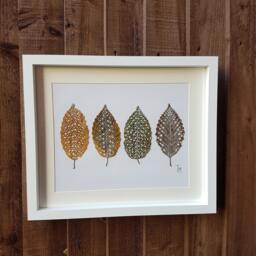 Framed Handmade Acrylic Painting & Drawing Autumn Leaves Art Special Occasions Gift - thumbnail 1