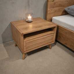 Solid Wood Bedside Table in Oak & Walnut, Modern With Wooden Or Metal Legs, Individually Customizable, Made-To-Measure Nightstand - thumbnail 3