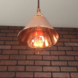 "Industrial Pendant -Copper 5 1/4"" Small Cone Shade With Patented ""Huila Connectors" - thumbnail 3