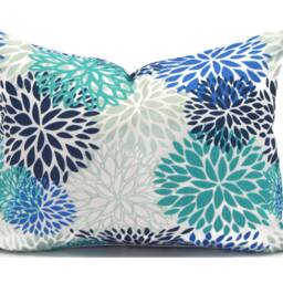 Outdoor Pillow Cover With Zippers, Easy To Use & Washable, Blooms Blue Vista - thumbnail 3