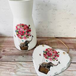 Elephant Gift Set, Vase, Hanging Heart, Decorations, Home Decor, Gifts For Mum - thumbnail 2