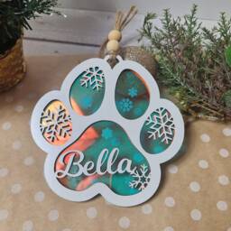 Personalized Dog Paw Christmas Bauble Engraved Pet Ornament - thumbnail 4