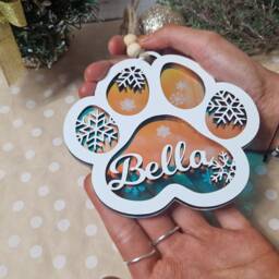 Personalized Dog Paw Christmas Bauble Engraved Pet Ornament - thumbnail 2