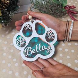 Personalized Dog Paw Christmas Bauble Engraved Pet Ornament - thumbnail 3