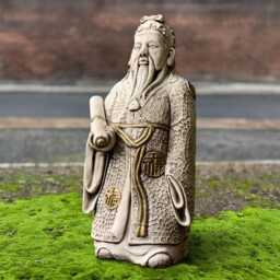 Stone Chinese Man Sculpture Concrete Statue Outdoor Wise Emperor Decoration Zen Garden Ornament Japanese Figurine Asian Decor Yard Art - thumbnail 3