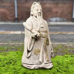 Stone Chinese Man Sculpture Concrete Statue Outdoor Wise Emperor Decoration Zen Garden Ornament Japanese Figurine Asian Decor Yard Art - thumbnail 1