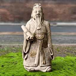 Stone Chinese Man Sculpture Concrete Statue Outdoor Wise Emperor Decoration Zen Garden Ornament Japanese Figurine Asian Decor Yard Art - thumbnail 2