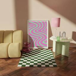 Retro Print, Wavy Abstract Pink Waves Poster, 70S Wall Decor, Bright Colourful Art - thumbnail 3