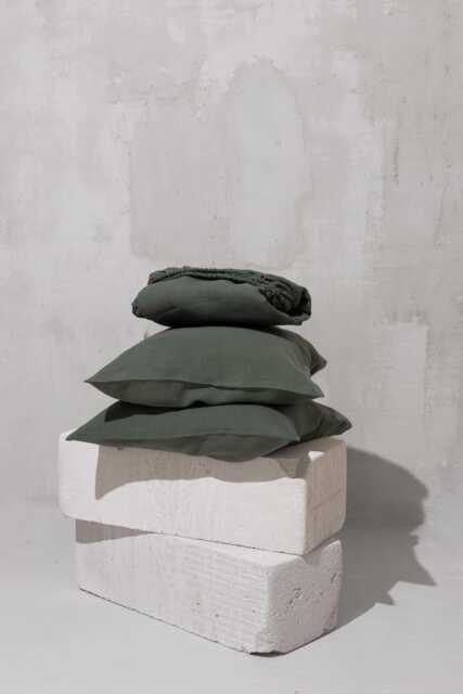 Forest Green Natural Linen Bedding Set Fitted Sheet, 2 Pillowcases. Breathable, Earth Tone New Home, Hosting Gift. Twin, Full, Queen, King - image 1