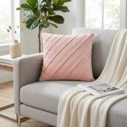 "Euro Pillow Cover Pink Handmade 24""x24""/26""x26" - thumbnail 2