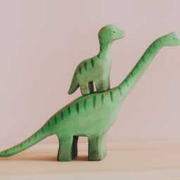 Wooden Apatosaurus, Montessori Prehistoric Animal, Dinosaur, Hand-Painted Toys, Animal, Pretend To Play Toys, Adorable Gift - thumbnail 2