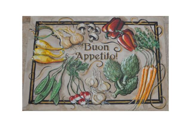 Hand Painted - Buon Appetito Italiano Kitchen Floor Cloth - image 1