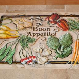 Hand Painted - Buon Appetito Italiano Kitchen Floor Cloth - thumbnail 4