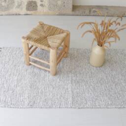 Medium Handwoven Gray Rug, Bathroom Kitchen Bedroom Washable Bohemian Decoration, Gift For Mom, Neutral Area Rug - thumbnail 2