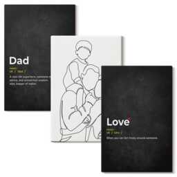 Canvas Wall Art Set Of 3 - Family Line With Definitions Love & Fatherhood, Black White Picture Print, People Decor - thumbnail 1