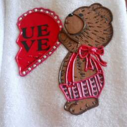 Appliqued Valentine Hand Towel Set Bunny & Bear, True Love - thumbnail 3