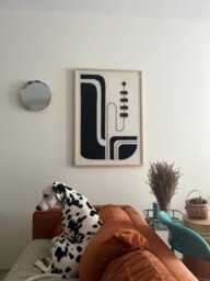 xxl Handwoven Wool Tapestry Soft Neutral Tones, Limba Wood Frame - thumbnail 1